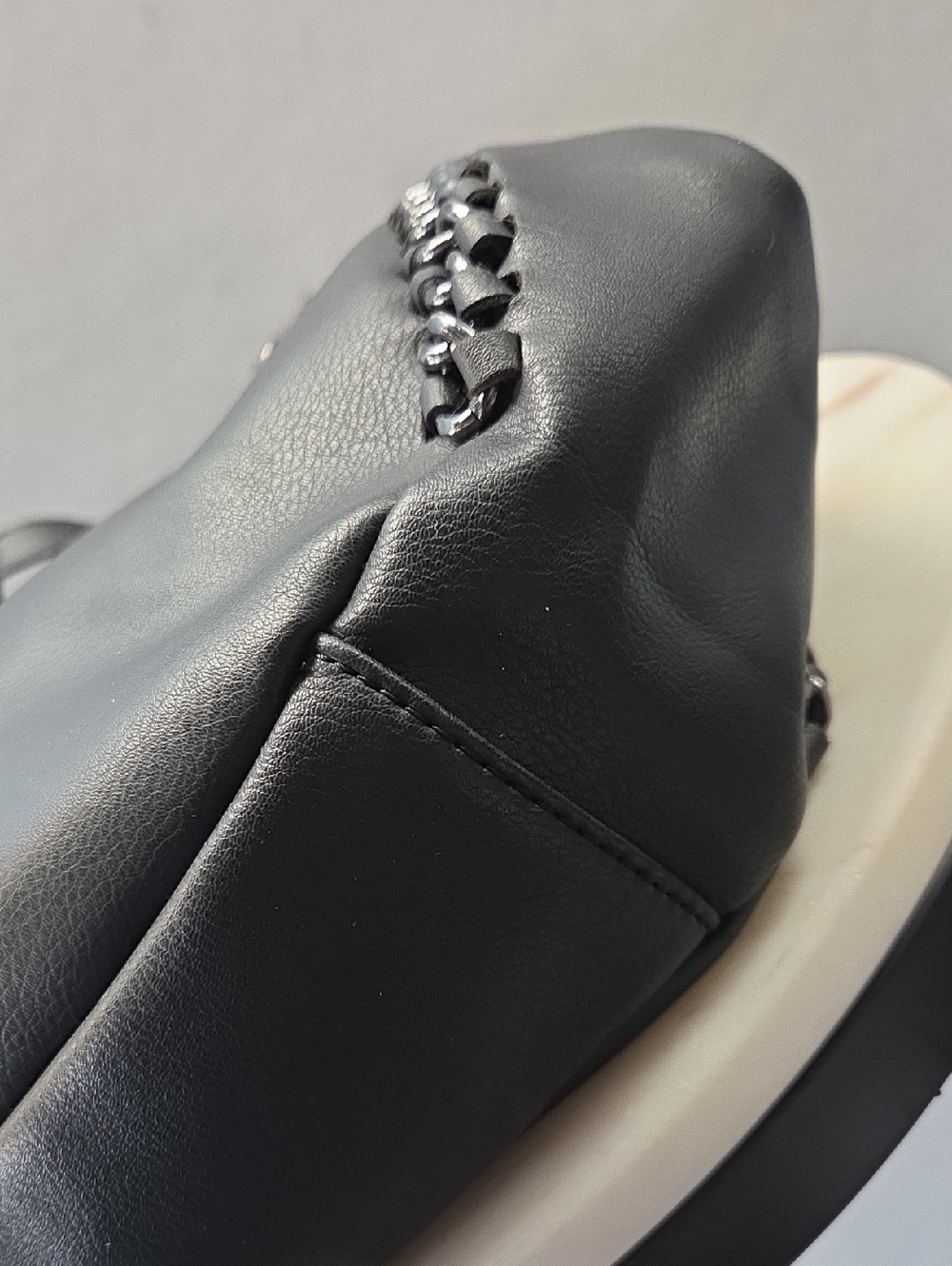 bebe Black Hobo Bag with Chain Accents - Picture 4 of 7